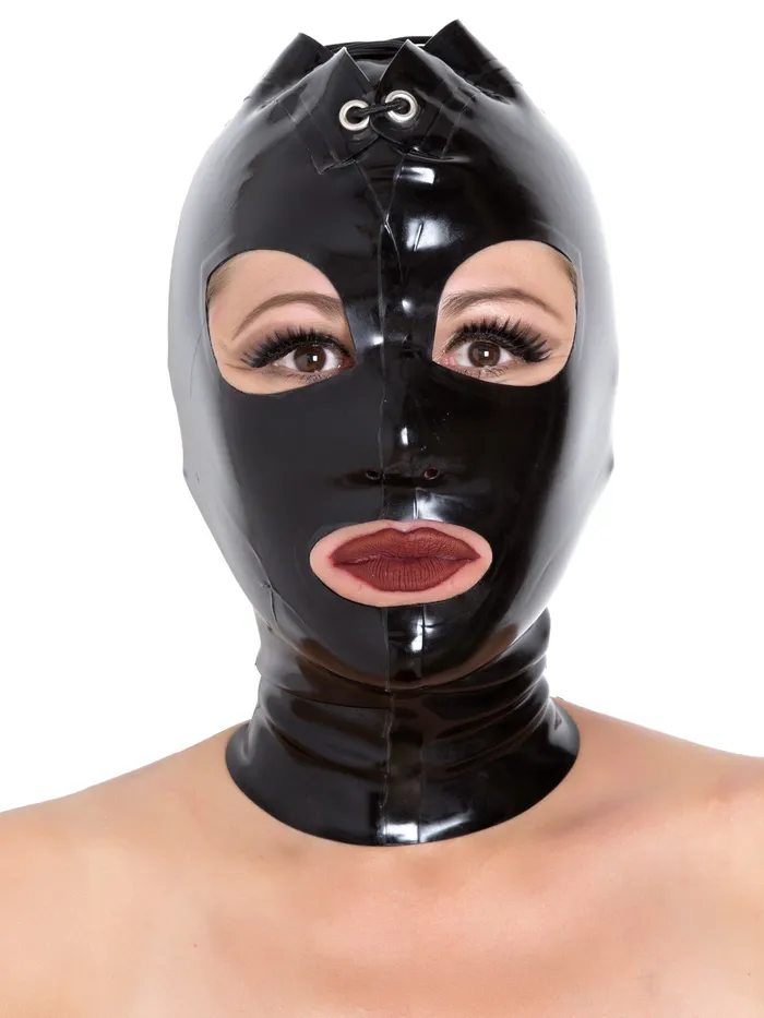 Black Latex LaceUp Hood HonourSkintwocom Anal