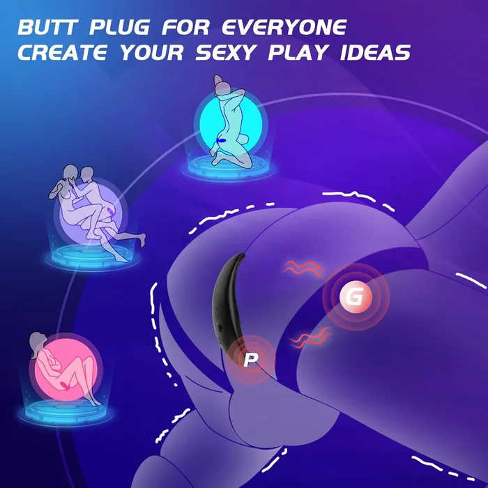 Amovibe Male Sex Toys Electrical Stimulation Butt Plug with Vibration